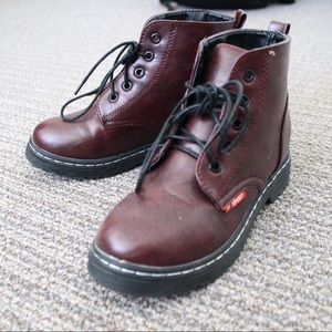 Wine Combat Boots